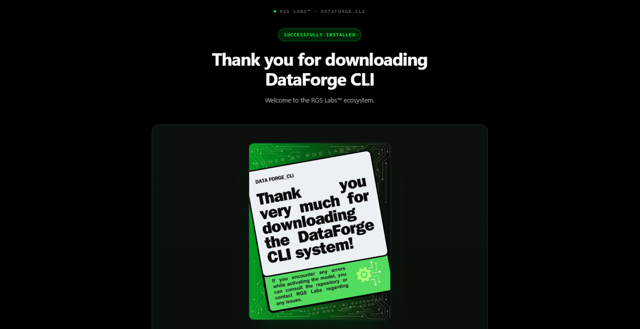 Captura de pantalla de DataForge CLI