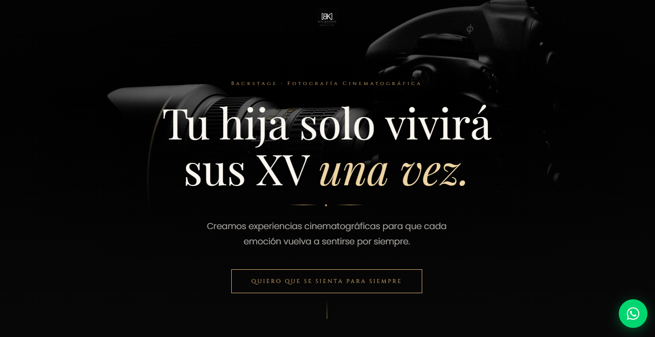 Captura de pantalla de la Landing XV Backstage